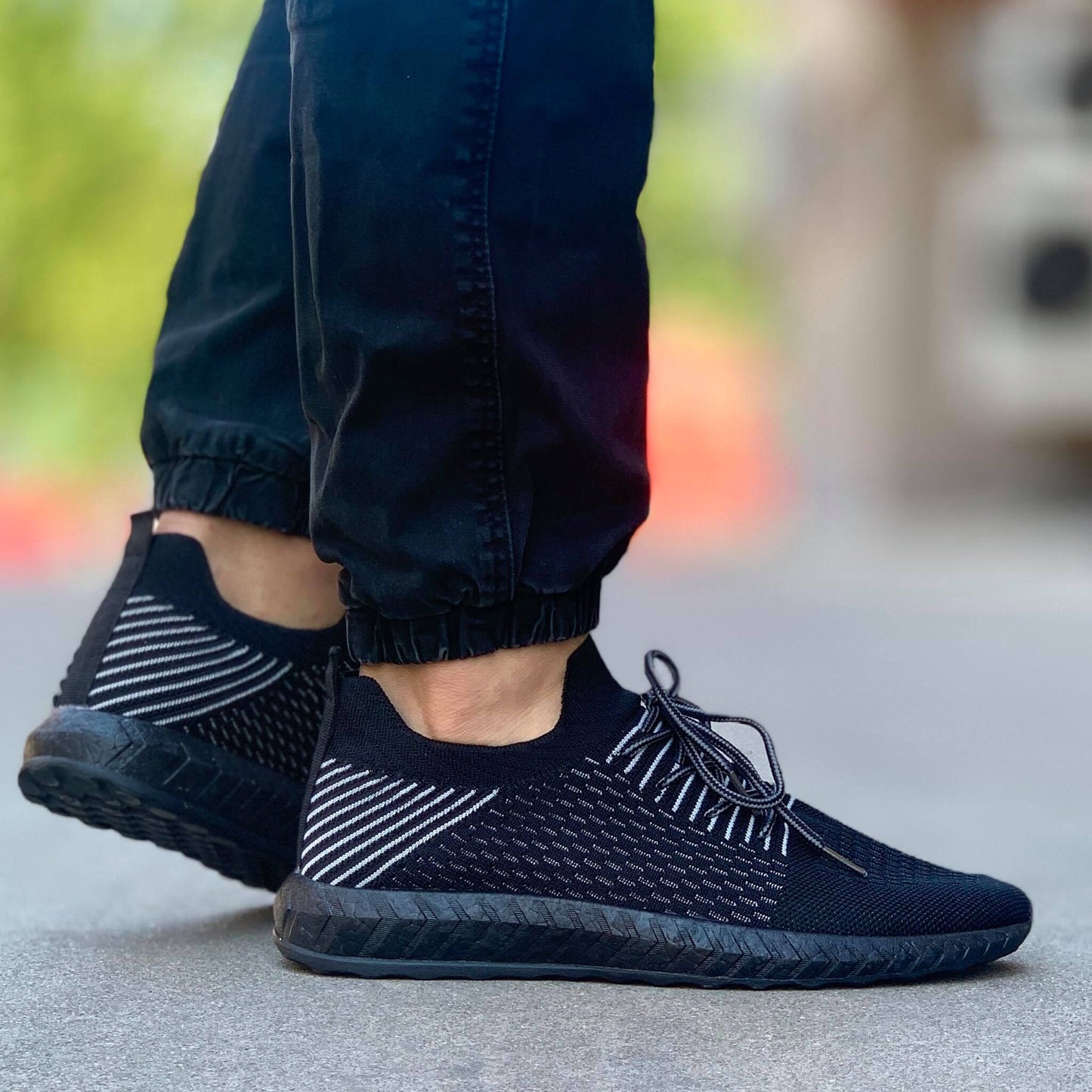 Мъжки олекотени маратонки в черен цвят - Brian - Black