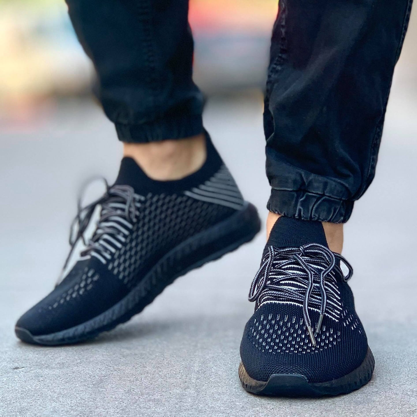 Мъжки олекотени маратонки в черен цвят - Brian - Black