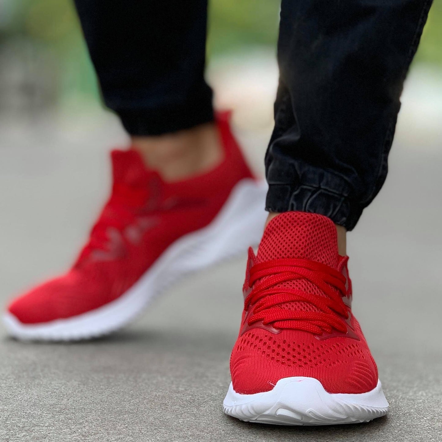 Мъжки олекотени маратонки в червен цвят - Nick - Red