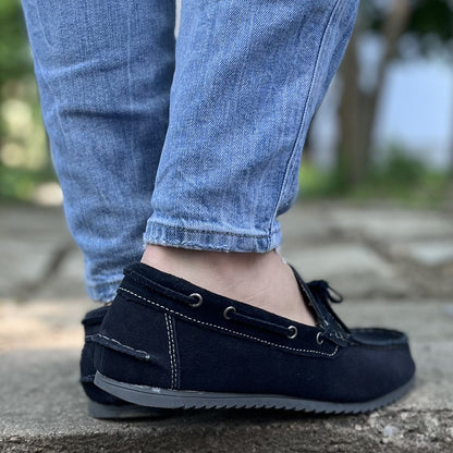 Мъжки сини мокасини от естествен велур - Rohan - Blue