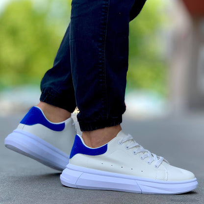 Мъжки спортни кецове в бял цвят - Mick - Blue