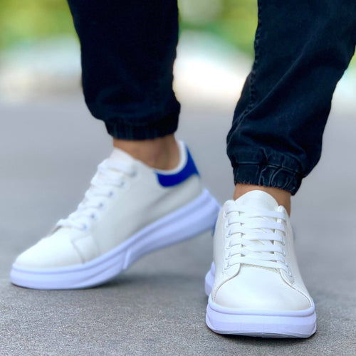 Мъжки спортни кецове в бял цвят - Mick - Blue