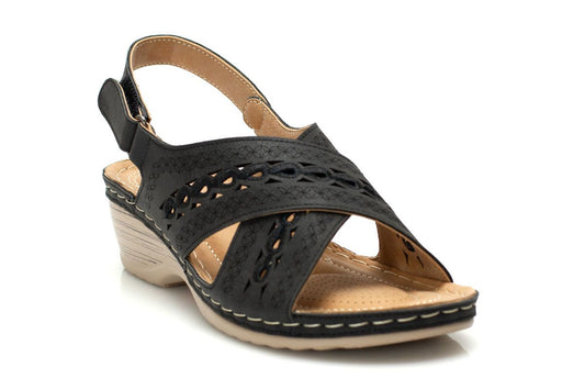 Ортопедични черни дамски сандали - Deep - Black