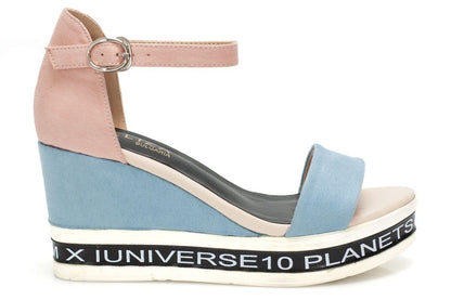 Велурени дамски сандали - Universe - Blue/Pink