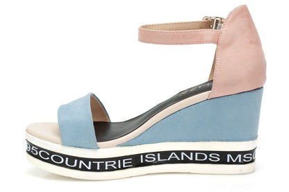 Велурени дамски сандали - Universe - Blue/Pink